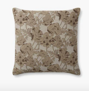 Beige and mocha flower pattered polly filled pillow