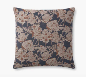 Navy and clay flower patterned polly filled pillow