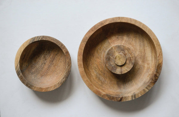 Decorative 2-Piece Mango Wood Bowl