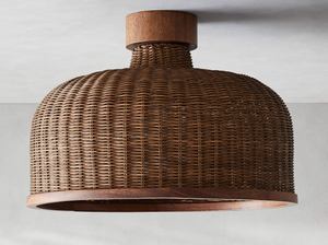 ROUNDED RATTAN FLUSH MOUNT LIGHT