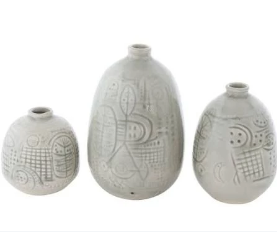 Green Distressed Terra Cotta Vases | Set of 3