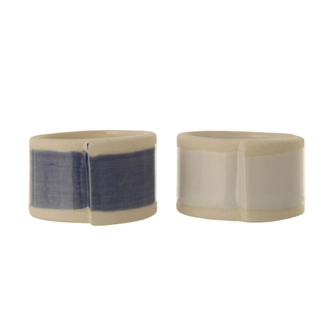 Hand-Painted Stoneware Napkin Rings | Set of 4