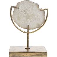 agate stone on brass metal stand, decor