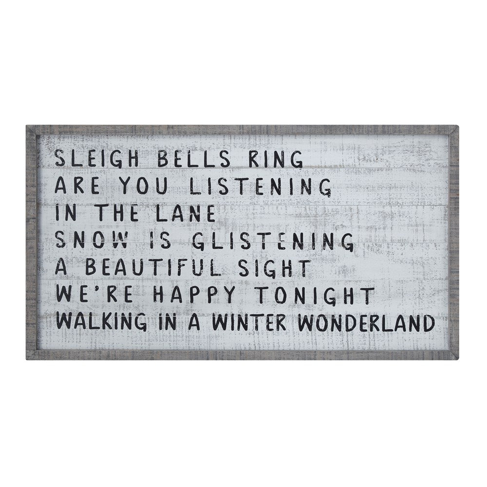 Sleigh Bells Ring Wood Framed Wall Decor